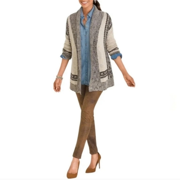 New Chico's Faux Suede Worn Luggage Brown slim pants - Picture 2 of 9